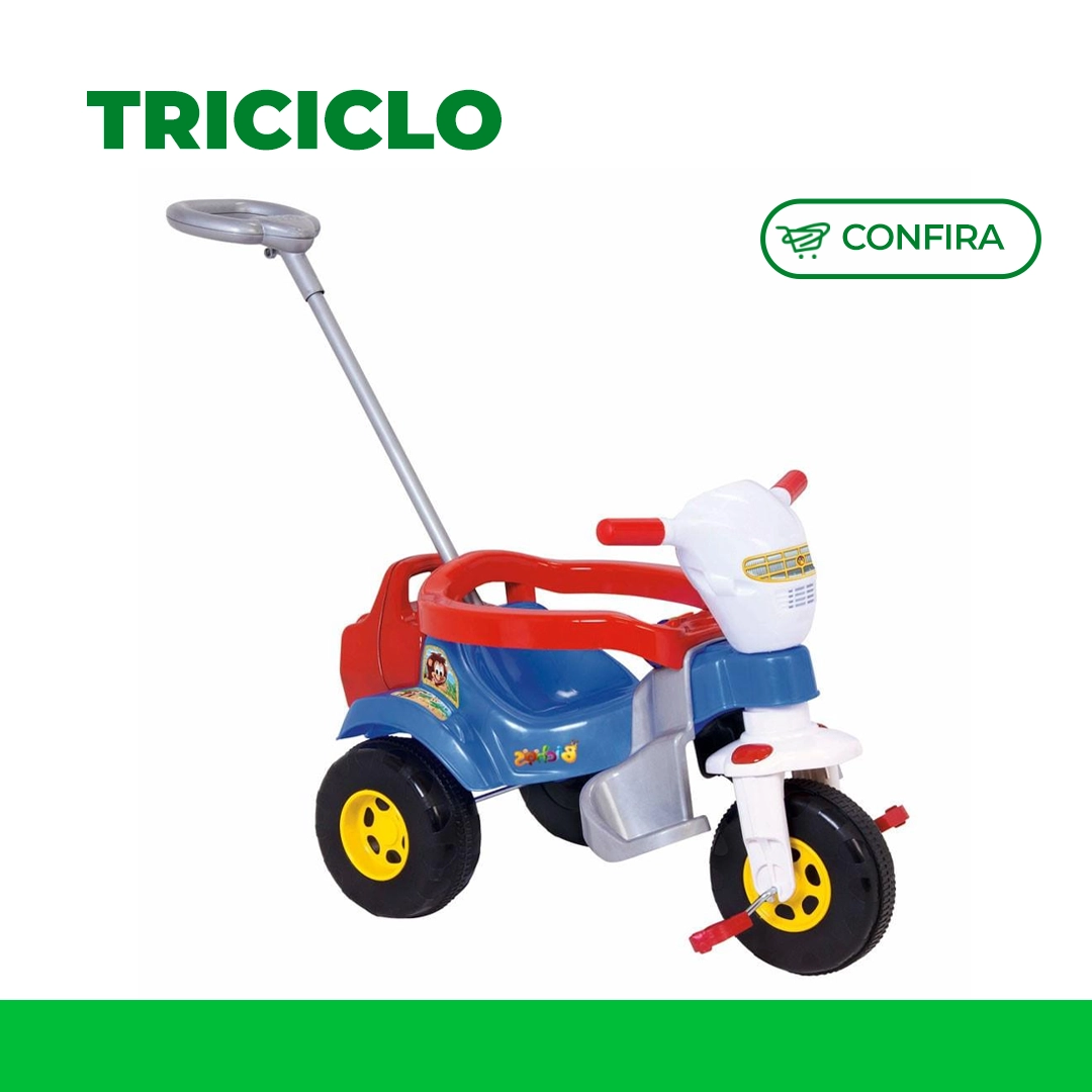 Triciclo Tico Tico Velo Toys Vermelho com Capacete Motoca Infantil