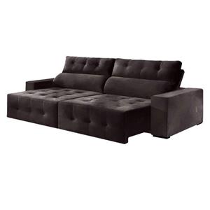 Sofá Store Dubai 2 Lugares Retrátil Reclinável Tecido Veludo 250cm - Marrom Escuro