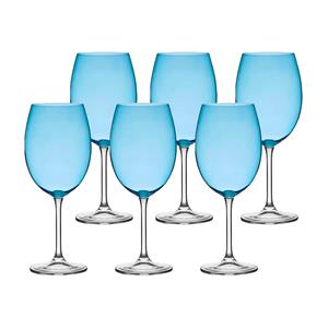 Jogo de 6 Taças Etilux Borde Gastro em Cristal para Vinho 580ml - Azul Claro