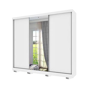 Guarda-Roupa TCIL Milão com Espelho 3 Portas 4 Gavetas - Branco/Neve