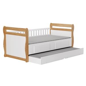 Cama Peroba Bibox Maria 100% MDF - Branca Brilho/Amêndoa Branco