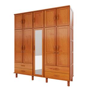 Guarda-Roupa Serpil com Espelho 5 Portas 4 Gavetas - Cedro Acetinado