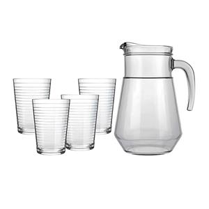 Jogo de 4 Copos Nadir Ginga em Vidro 265ml com Jarra 1,5L