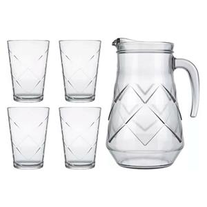 Jogo de 4 Copos Nadir Maracatu em Vidro 265ml com Jarra 1,5L