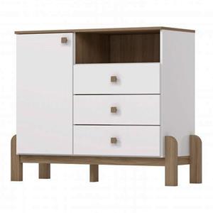 Cômoda Henn Ternura 1 Porta 3 Gavetas - Branco/Jequitibá