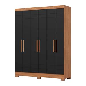 Guarda-Roupa Henn B369 6 Portas 2 Gavetas - Nature/Preto
