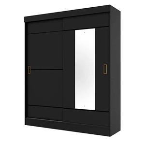 Guarda-Roupa Henn B66 com Espelho 2 Portas 2 Gavetas - Preto