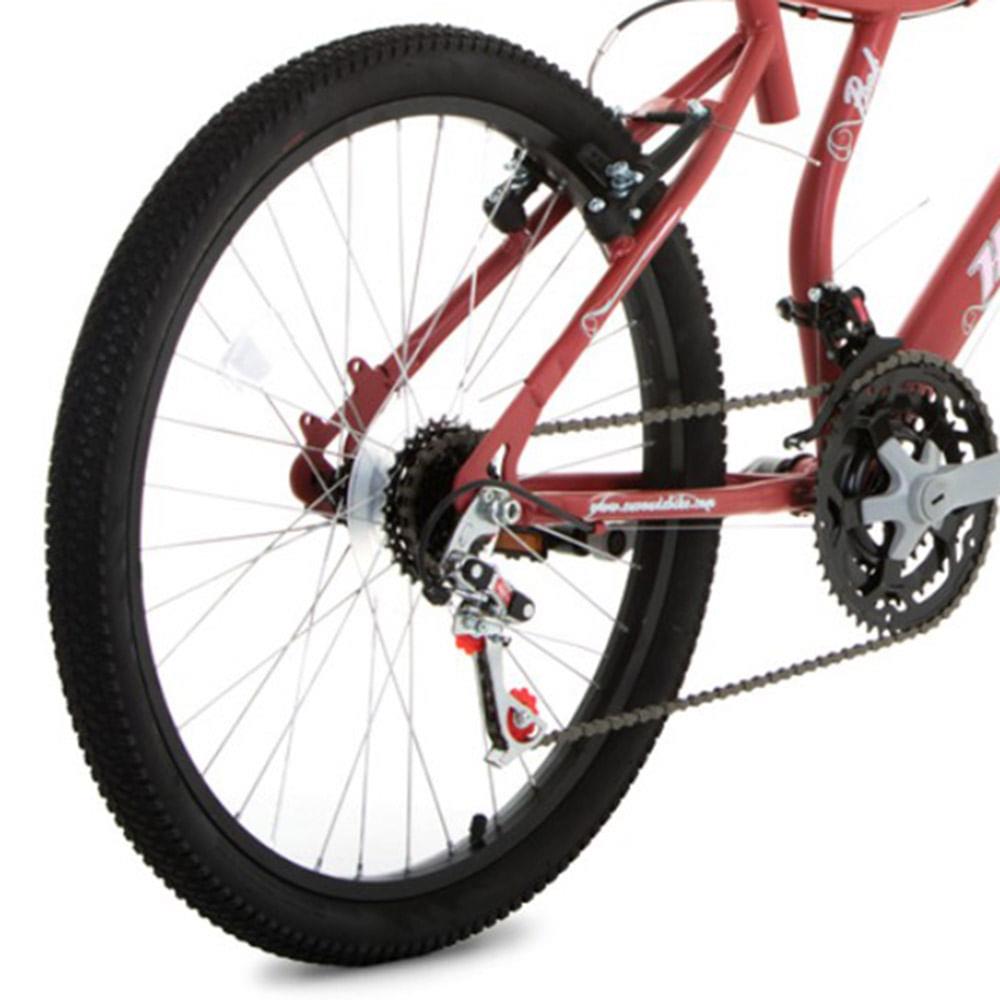 Bicicleta Aro 24 Houston Bristol Peak 21 Marchas com Cesta e Freio V-Brake - Vermelho Fosco