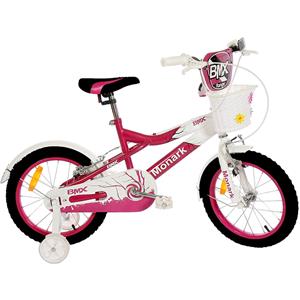Bicicleta Infantil Aro 16 Monark BMX Ranger com Cesta e Rodinhas - Rosa/Branca