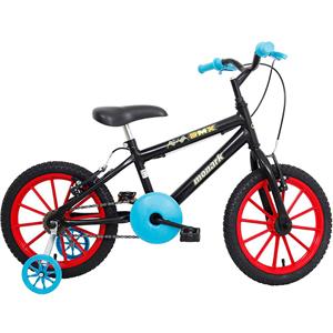 Bicicleta Infantil Aro 16 Monark BMX Série Especial com Rodinhas Masculina - Preta Vermelha Azul