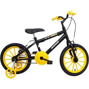 Bicicleta Infantil Aro 16 Monark BMX Série Especial com Rodinhas - Preta/Amarela