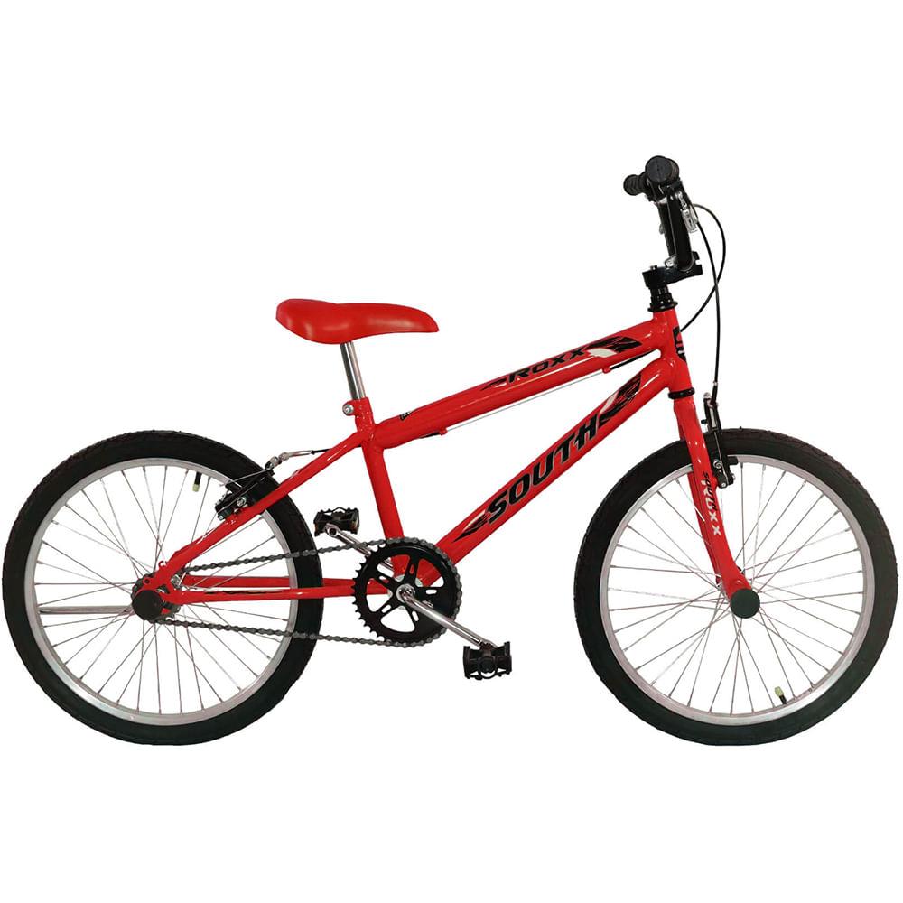 Bicicleta Infantojuvenil Aro 20 South Bike Cross com Freio V-Brake - Vermelha/Cereja