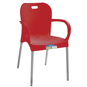 Cadeira de Plástico com Braço Pés de Alumínio Paramount - Vermelha
