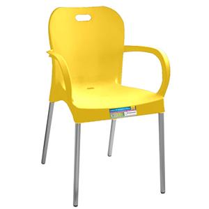 Cadeira de Plástico com Braço Pés de Alumínio Paramount - Amarela