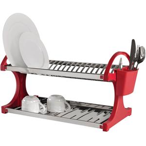 Escorredor Brinox Suprema em Aço Inox para 20 Pratos - Vermelho