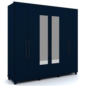 Guarda-Roupa Gelius Alpha com Espelho 6 Portas Azul Acetinado