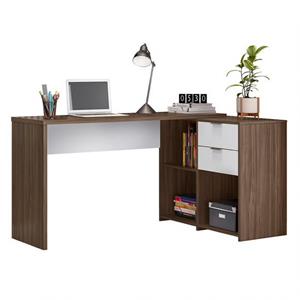Mesa para Escritório Notável Office com 3 Nichos Nogal Trend/Branca - 148x200 cm