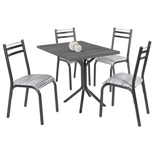 Mesa de Jantar Ciplafe Plaza com Tampo em Granito 4 Cadeiras - Craqueado Preto/Riscada Branca