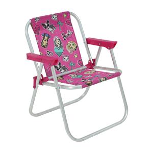 Cadeira Infantil de Praia em Alumínio Bel Fix Barbie - Rosa/Branca