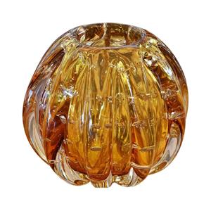Esfera de Vidro Decorativa Lyor Italy Âmbar e Dourado - 12x10 cm