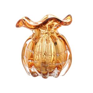Vaso de Vidro Decorativo Lyor Italy âmbar e Dourado - 10x11 cm