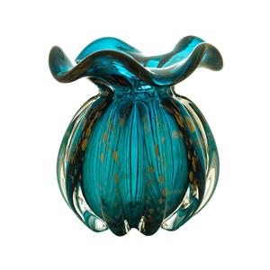Vaso de Vidro Decorativo Lyor Italy Azul/Rosé - 11,5x13 cm