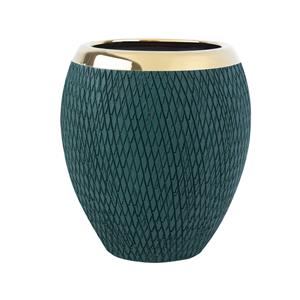 Vaso de Cerâmica Decorativo Rojemac Verde/Dourado - 11x12 cm