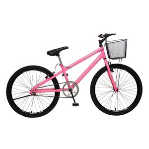 Bicicleta Aro 24 Colli Allegra City com Cesta e Freio V-Brake - Rosa Neon